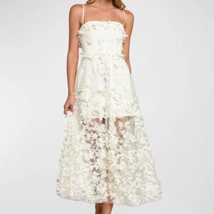 HELSI Audrey Embroidered Floral Applique Midi Dress anthropologie $535 XS